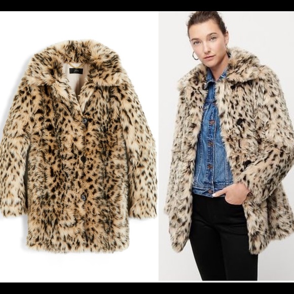 j crew faux leopard coat